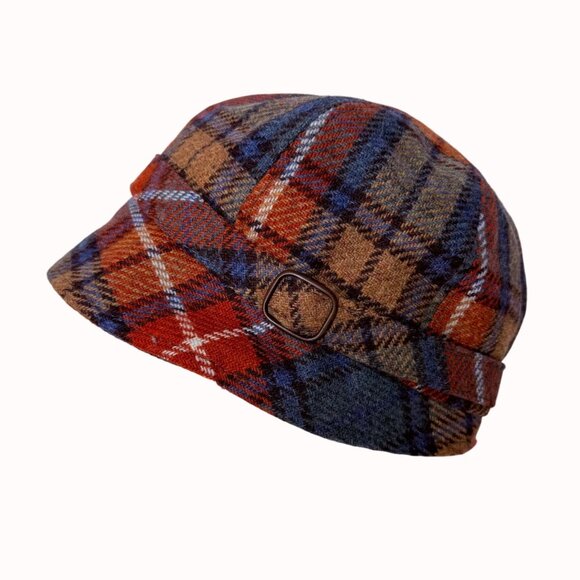 Plaid Wool Tweed Bucket Hat Womens Newsboy Cap By Mucros Weavers Ireland - Picture 1 of 14